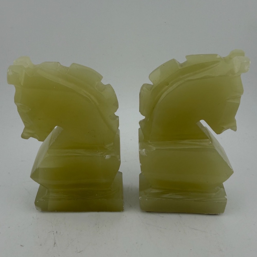 Vintage Onyx Stone Knight Chess Pieces Hand Carved